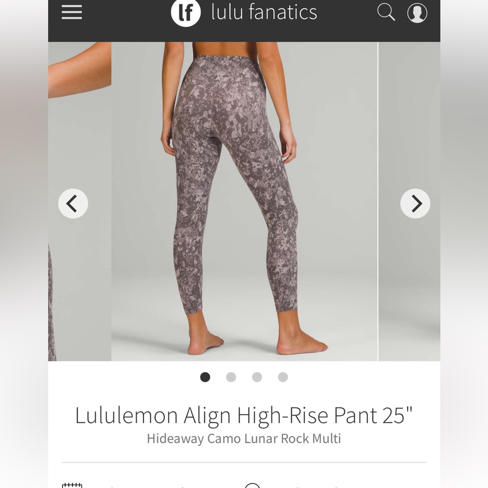 Lululemon Align 25” camo lunar rock
